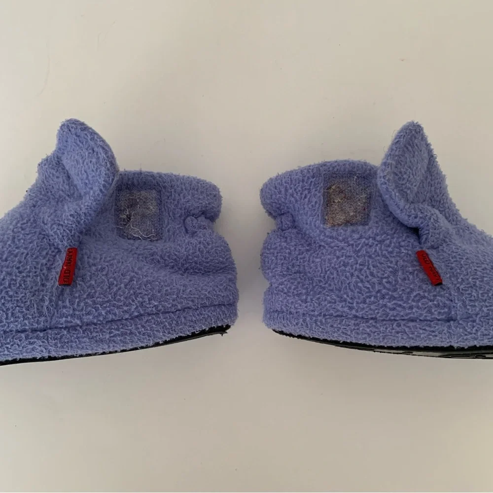 VTG Old Navy Slippers Booties Girls 2T Blue Rubber Soles Fleece Soft Cozy Warm